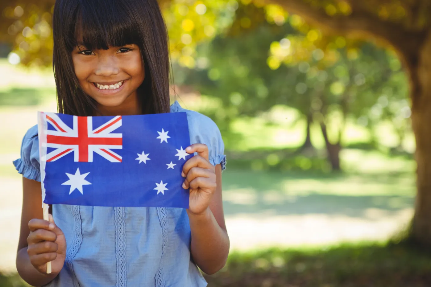 Girl holding Australian flag