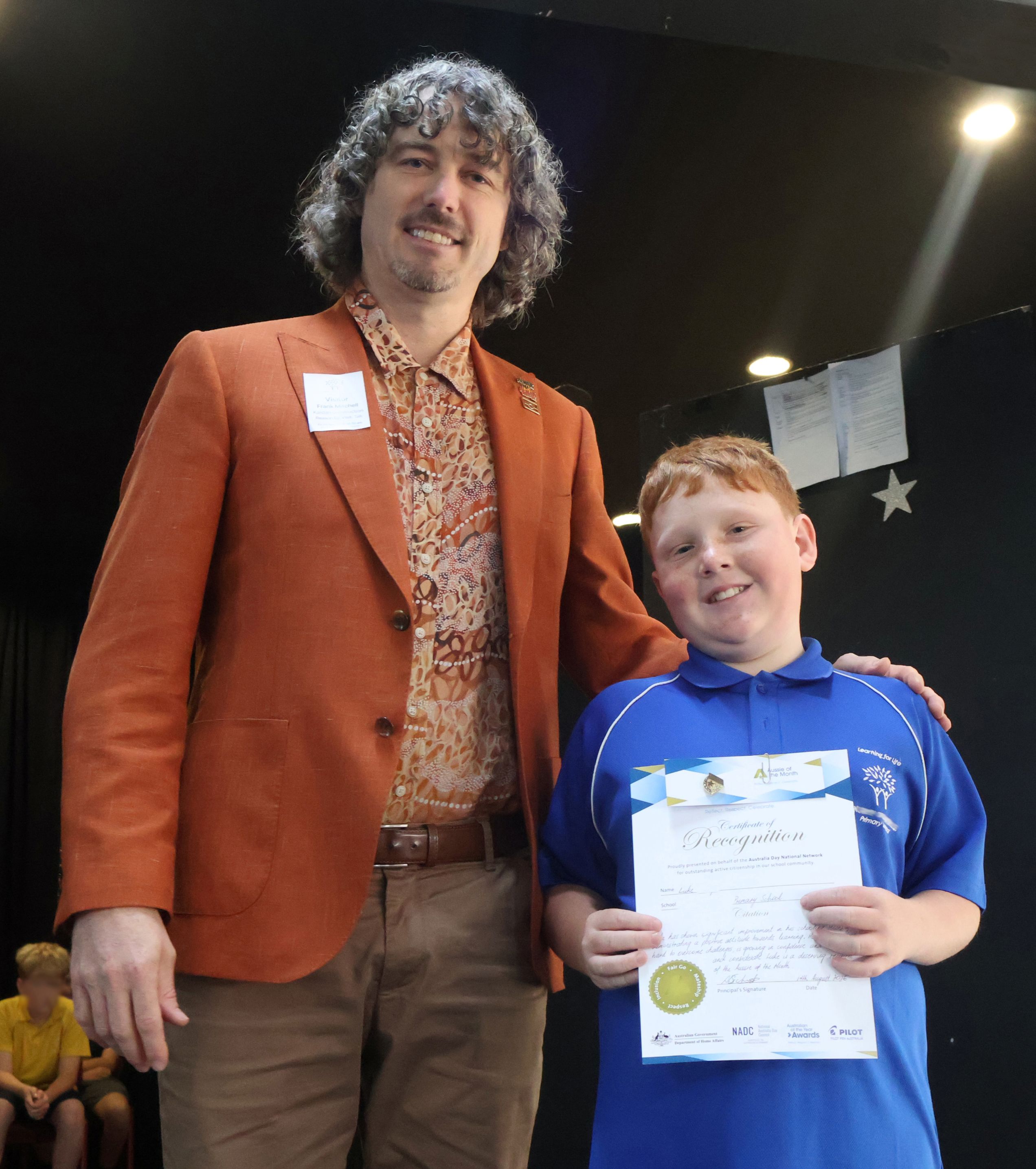 Frank Mitchell with Aussie of the Month recipient